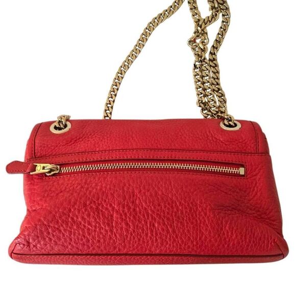 Coach Womens Pebble Leather Gold-tone Chain Strap Crossbody Cardinal Red OS - Picture 11 of 12